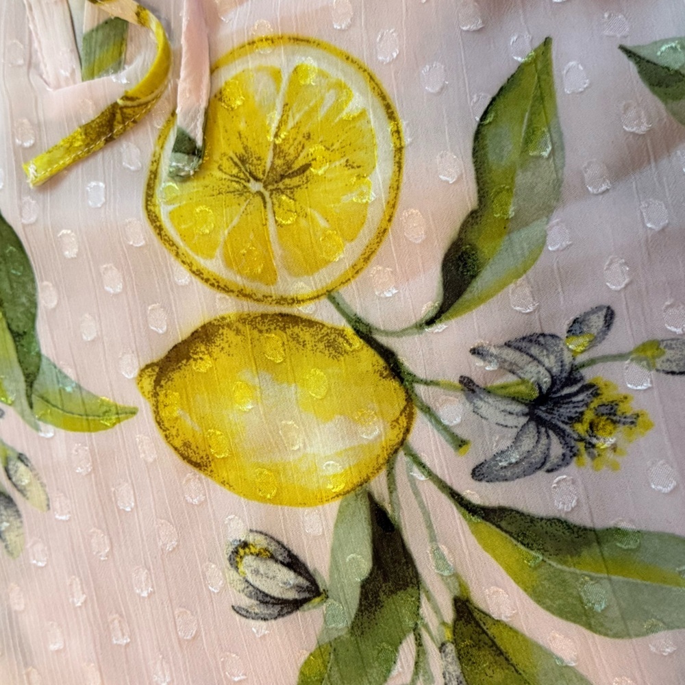 Joie Pink Blouse Lemon Print xs - Picture 6 of 7